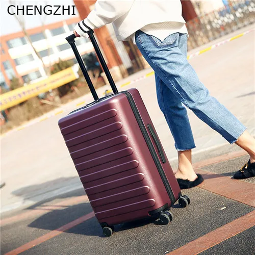 CHENGZHI 2" 22" 2" 26 дюймов высокой емкости Модный ПК прокатный багаж Спиннер чемодан для поездок сумки с колесами - Цвет: wine red