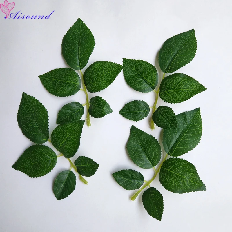 

10pcs Artificial Silk Rose Flowers Leaves Artificial Greenery For Wedding Decor DIY Bouquet Garland Flower Crafts Supplies 55RL