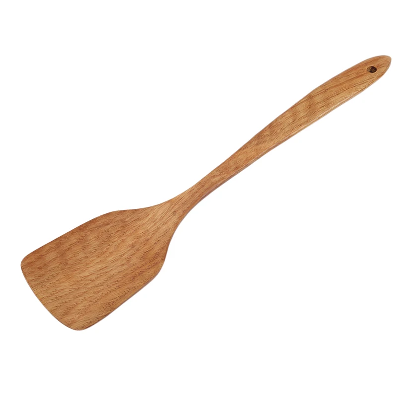 1pc Natural Health Wooden Kitchen Slotted Spatula Spoon Mixing Holder Cookware Dinner Food Wok Kicking Turners | Дом и сад