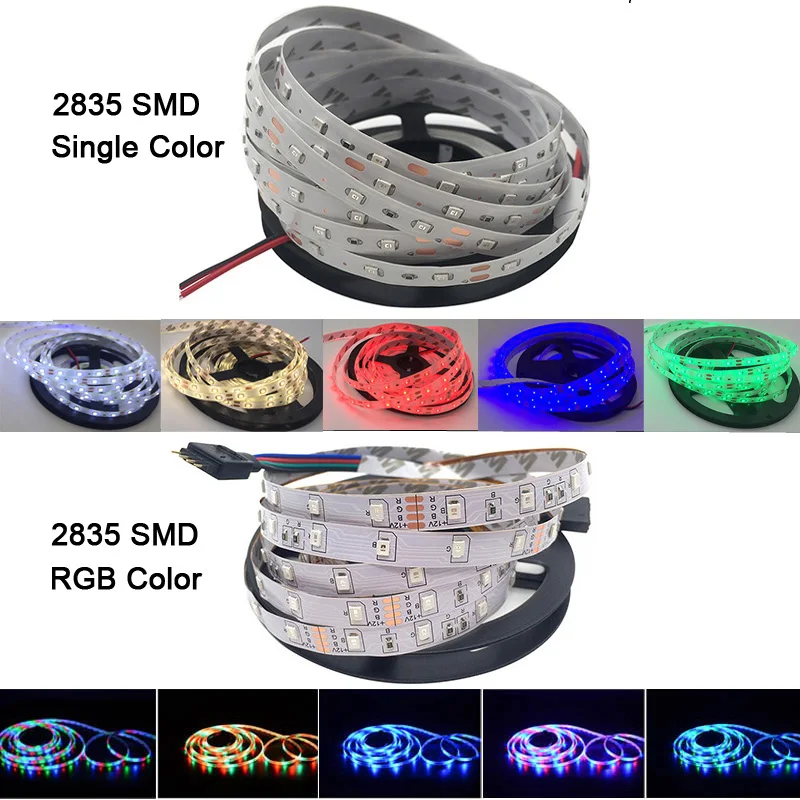 5 м RGB Светодиодная лента светильник белый теплый белый SMD3528 2835 5050 Диодная лента гибкая лента светодиодная синяя Красная Зеленая DC12v полоса водонепроницаемая