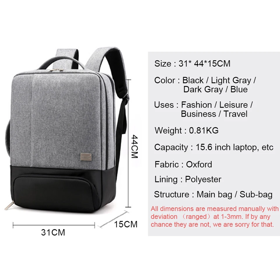  Men Backpack Multifunctional Anti Theft Laptop Student Bagpack Notebook USB Charging Waterproof Men
