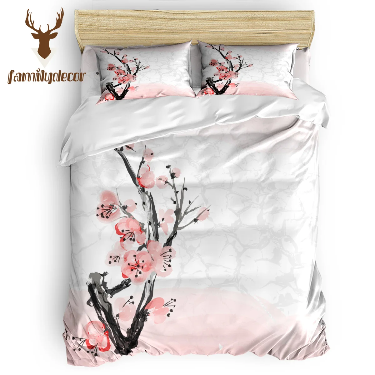 Familydecorder розовые вишневые постельные принадлежности с цветами Набор роскошное покрывало постельных принадлежностей s 3D King размер красный