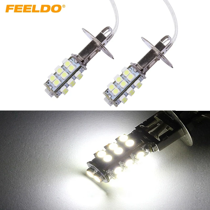 

FEELDO 2Pcs White 3W Auto H3 1210/3528SMD 26LED Car HeadLight Fog Light Bulb Lamp #FD-1489
