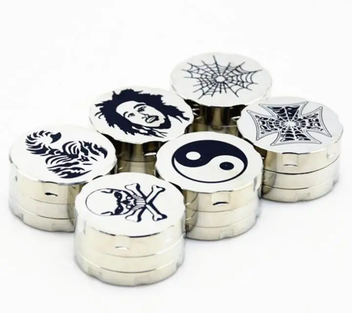 

1 piece sharp teeth herb grinder 3 parts skull 42MM cigarette metal alloy tobacco grinder BOB marley smoking hand muller Crusher