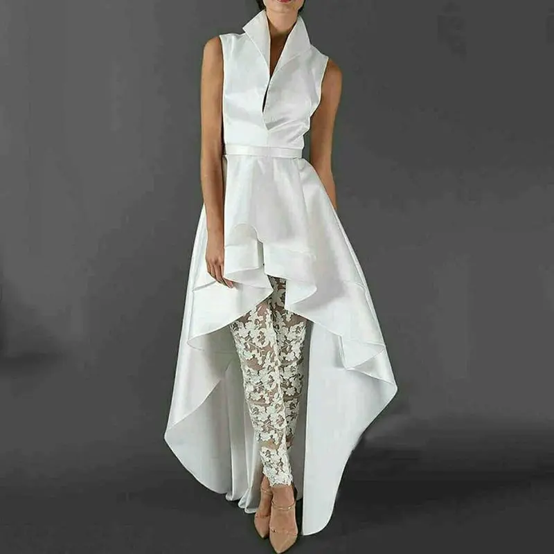 

Summer Sexy Club Office Ladies Casual Plus Size Blouse Women White Slim Plain Asymmetric African Female Fashion Top Long Shirts