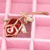 Crystal Rose Flower Brooch Pin Rhinestone Alloy Rose Gold Brooches Birthday Gift Garment Accessories ► Photo 3/6