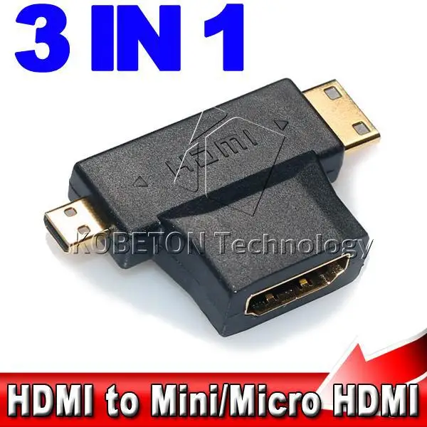 3 в 1 HDMI Micro HDMI Мужской Mini HDMI мужчина 1.4 Женский Кабель-адаптер T Форма конвертер для HDTV 1080 P hdmi кабели Combo