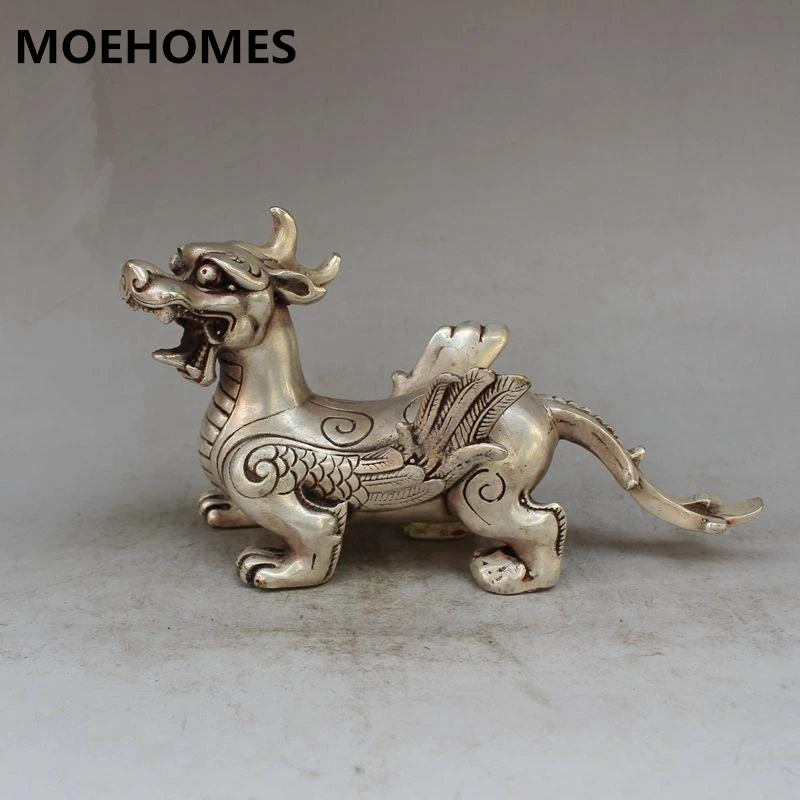 

Collectible Decorated Handwork Tibet Silver dargon statue family decoration gift metal handicraft Statue