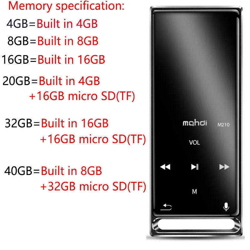 Bluetooth MP3 плеер 1 8 дюймов сенсорный экран Встроенный динамик с fm радио/запись