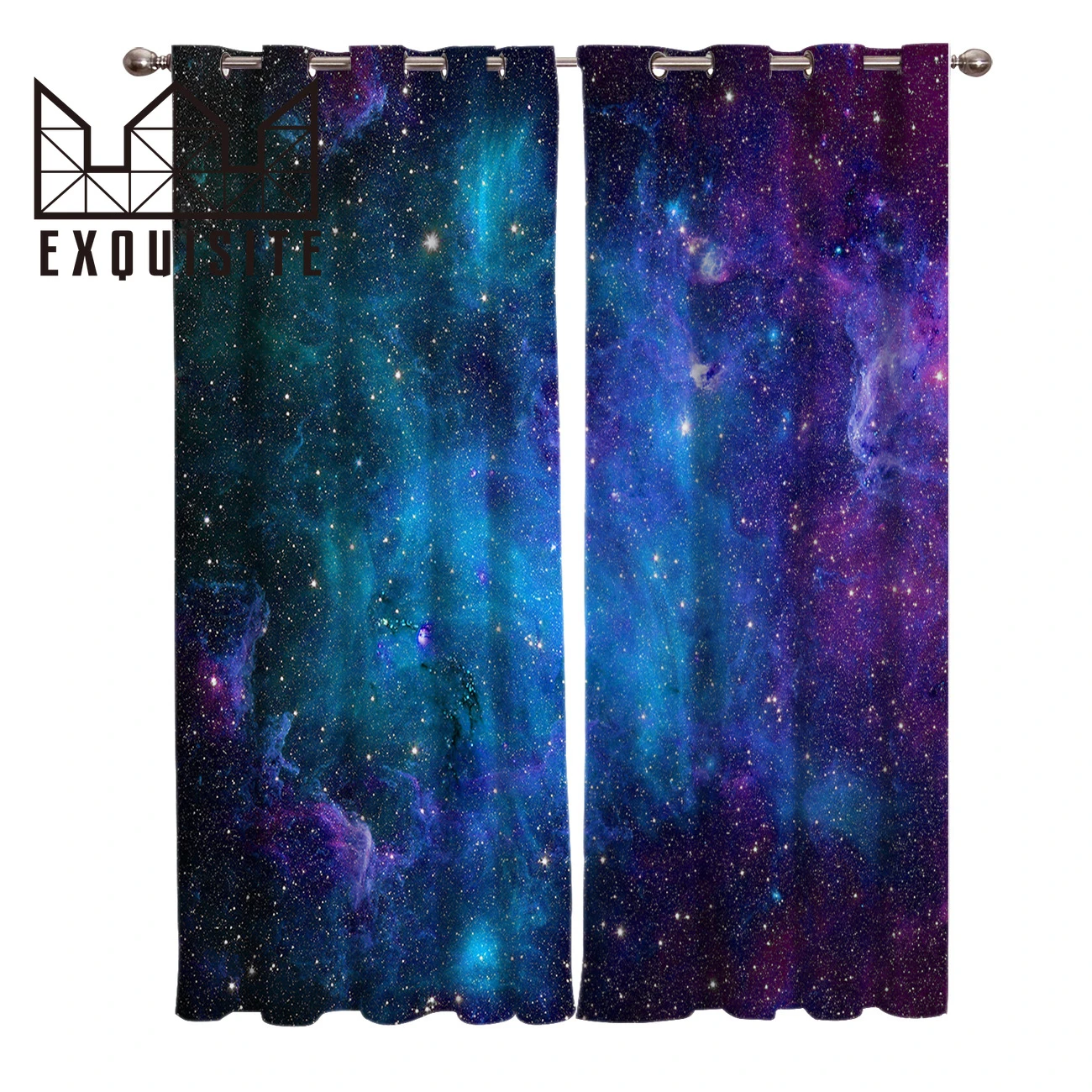 Colorful Galaxy Window Curtains Starry Sky Window Drapes for Bedroom Livingroom