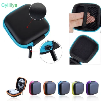

Portable Mini Zipper Earphone Bag Cover PU Leather Protective USB Cable Organizer Container Earbuds Pouch box For Earphones