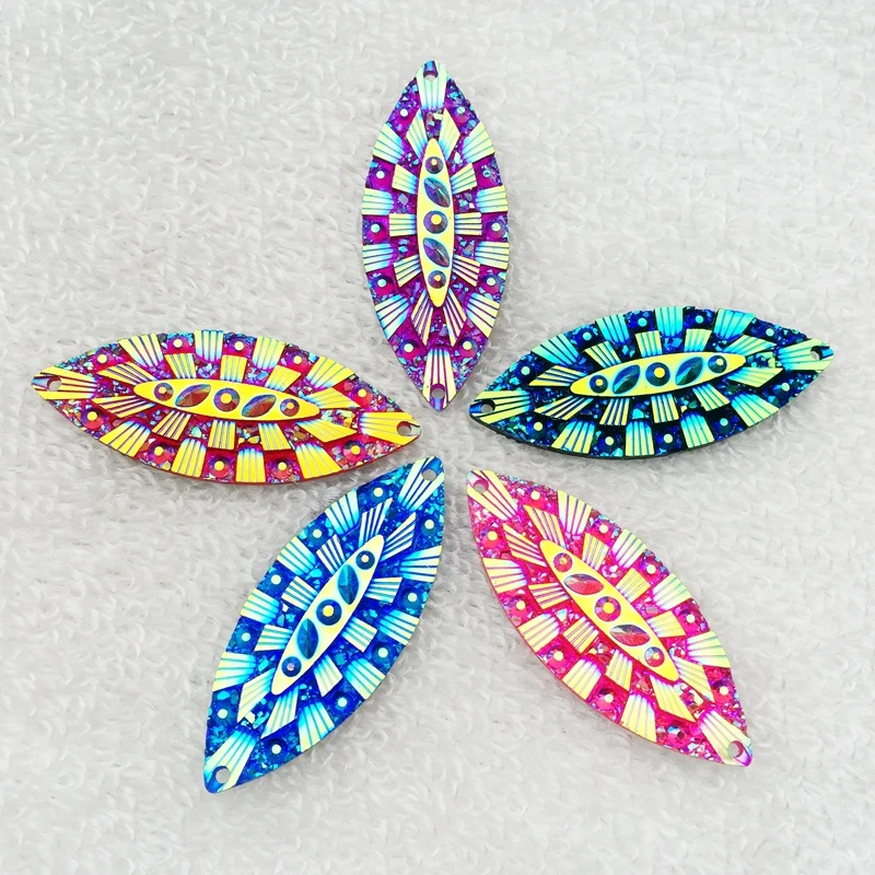 Mix 8pcs 19*49mm AB Resin Rhinestone buttons for craft