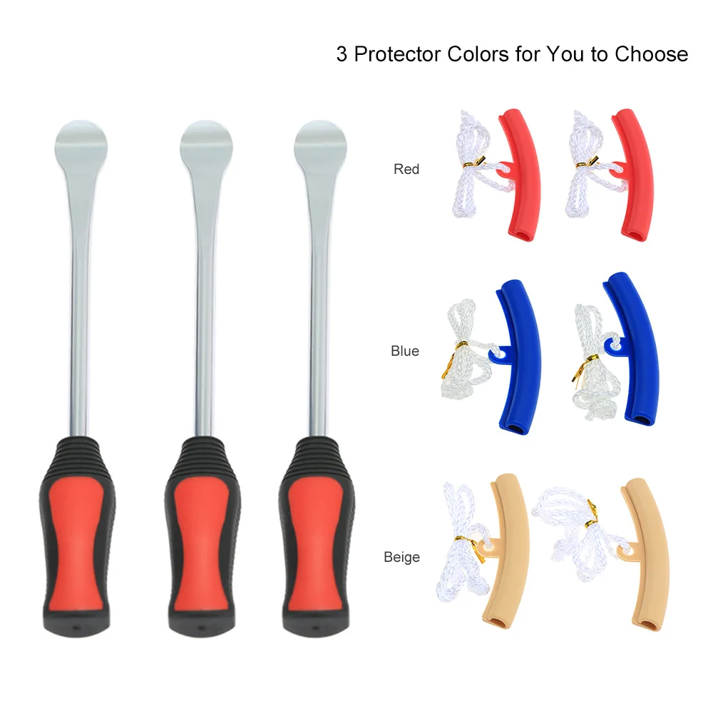 3 Tire Lever Tool Spoon + 2 Wheel Rim Protectors Tool Kit for