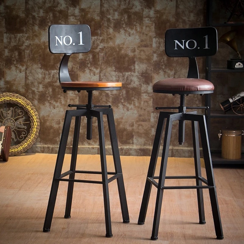 Antique Iron Industrial Rotating Bar Stool Home Lifting Bar Chair Solid Wood High Chair High Bar Stool Bar Stools Aliexpress