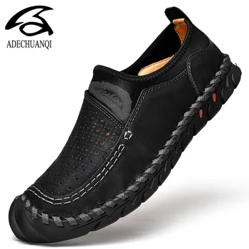 

Brand Quality Split Leather Men Loafers 2019 New Breathable Men's Casual Driving Oxfords Shoes Men Flats shoes Moccasins Shoes