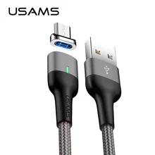 USAMS Магнитный кабель для Android Micro USB кабель для зарядки светодиодный светильник кабель для магнитного зарядного устройства кабель для samsung Xiaomi