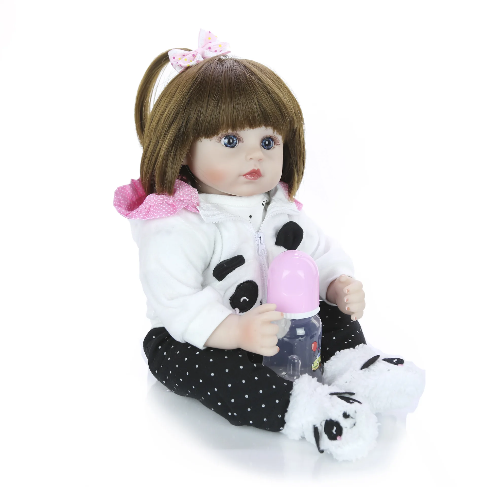 bebe baby reborn dolls Long black hair girl silicone Hands and feet 47 cm realistic babies toy hot sale gift for children Kids