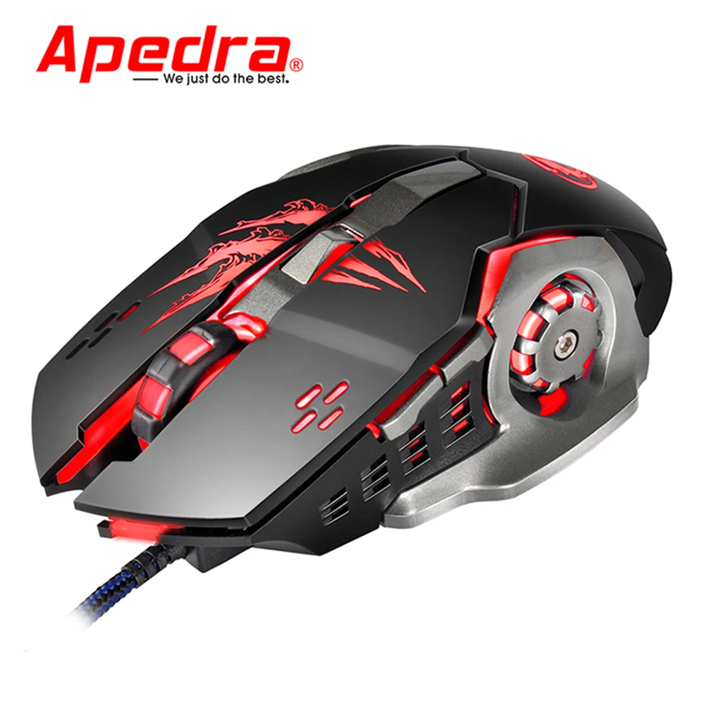 Apedra A8 3200 dpi эргономичная Проводная игровая мышь USB светодиодный четырехцветный светодиодный светильник для дыхания компьютерная игровая мышь