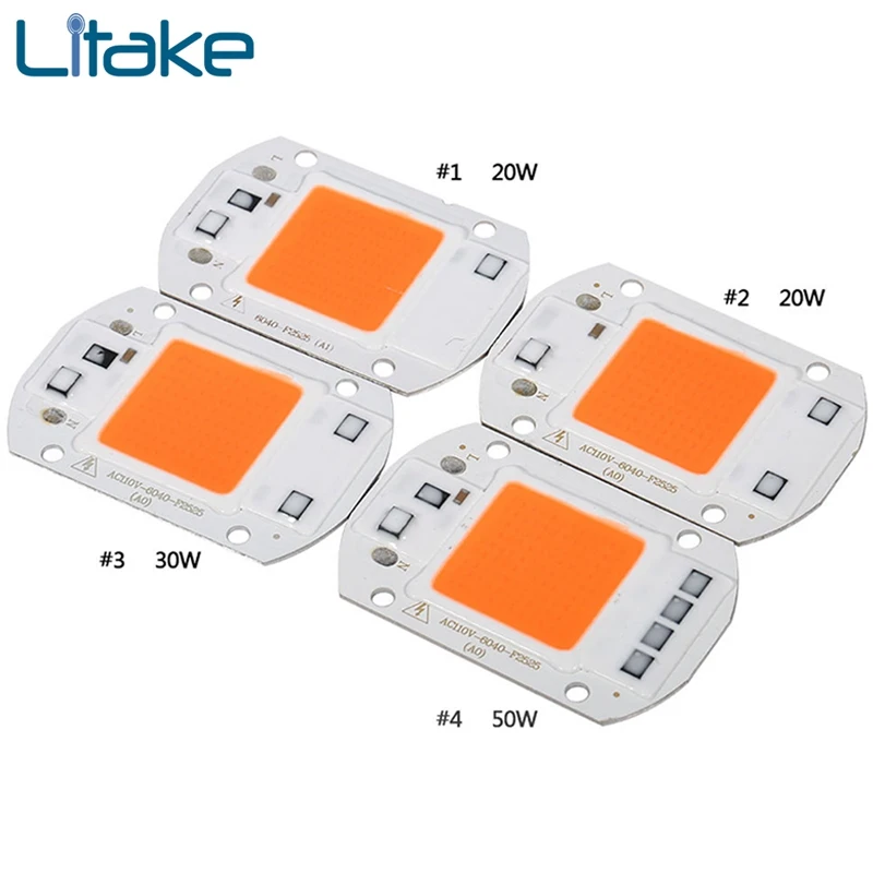 

Hydroponice AC110V 220V 20W 30W 50W LED Grow Light COB Chip Phyto Lamp Full Spectrum 380nm-840nm for Indoor Plant Flower
