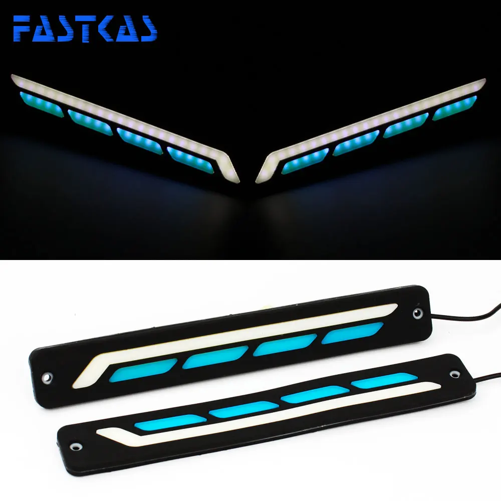 

LED DRL Daytime Running Light 100% Waterproof White Blue Color Day Light Fog Light 12v Turning Signal Flexible Car Running Light