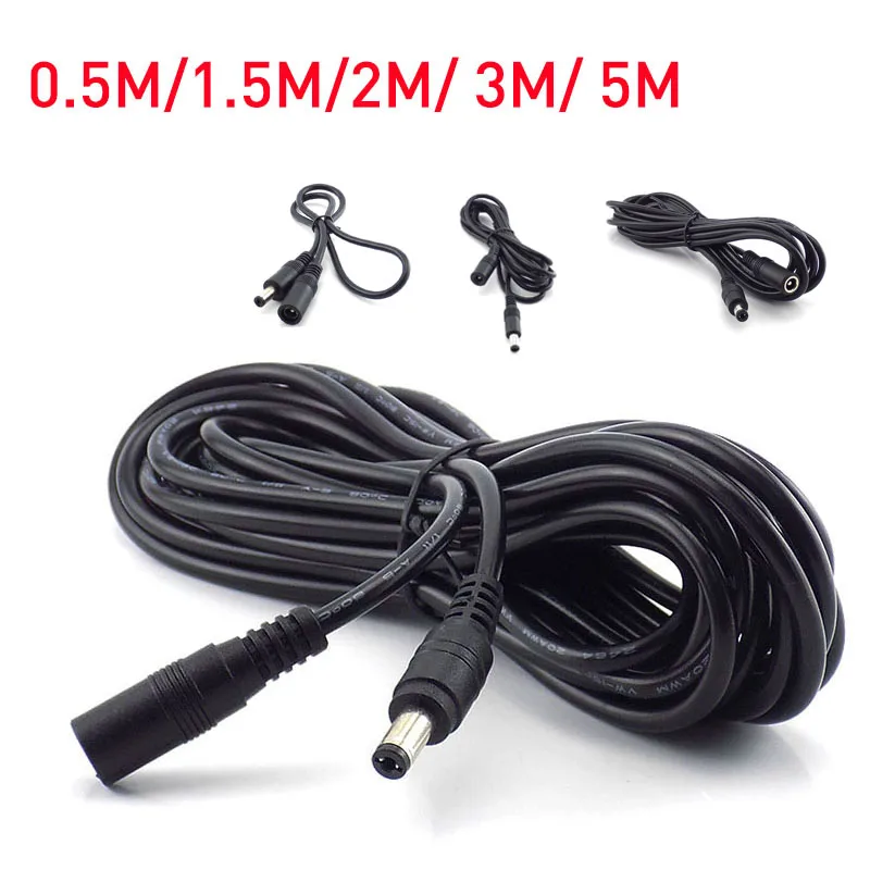 

0.5m 2m 5m 12v DC female Male extension external Plug Power connector cable Jack Adapter line for led strip light 5.5x 2.1mm