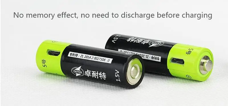 ZNTER 1,5 V AA 1250mAh литий-полимерная аккумуляторная батарея микро usb зарядка 1,5 v батареи