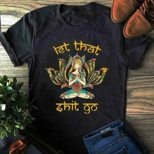 

Yoga Girl Let That Sh Go Vintage Men Black T Shirt M 3Xl