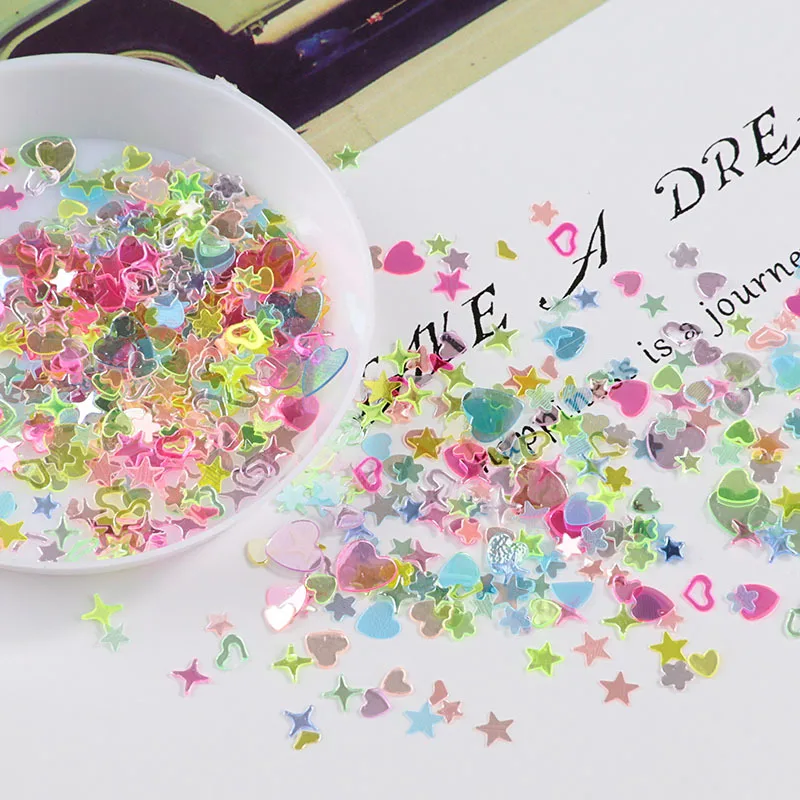 

10g 3-6mm Star Peach Heart Nail Bright Carmine Umbrella Crystal Mud DIY Material Nail Bright