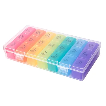 

1 Set Portable Pill Box Dispensing Partitioned Covered Medicine Case Weekly Medicine Box Organiser for Traveling Outdoors