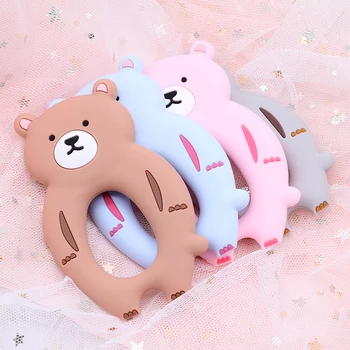 

Baby Silicone Teethers DIY Animal Bear Teether Rodent Chew Kids Toys Teething beads Ring Gift Toddler Toy 1pcs