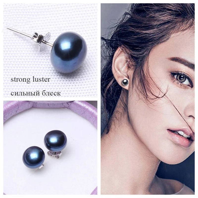 Серьги гвоздики из серебра 925 пробы с пресноводным жемчугом [XF800]|stud earrings|wedding stud