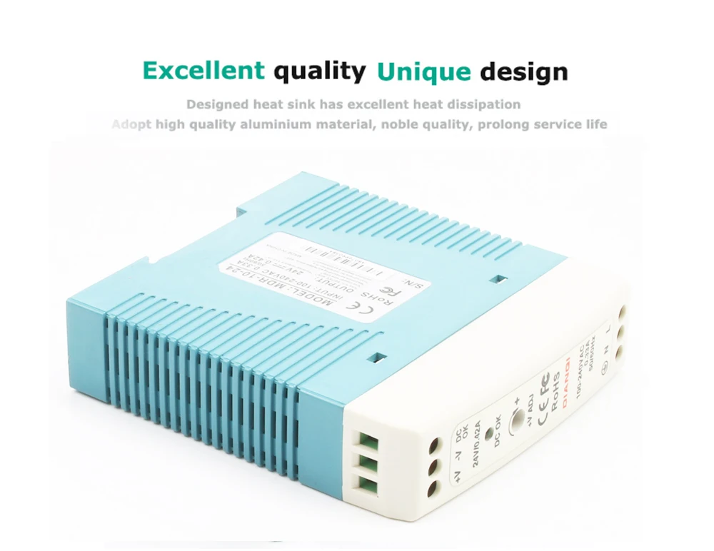 DIANQI MDR-10 12V 5V 15V 24V 36V 48V 10W Din Rail Источник питания переменного/постоянного тока, производство Китая драйвер переменного тока/dc Широкий постоянное напряжение светодиодный полосы 110V 220V