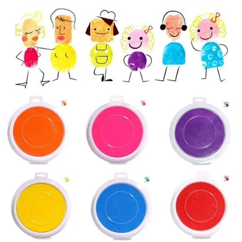 Одиночные цветные штемпельные подушечки DIY картина на палец забавный большой круглый для детей обучающая игрушка для рисования несколько вариантов