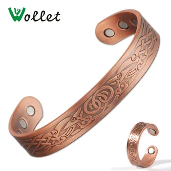 

Wollet Magnetic Pure Copper Bracelet Bangle Ring for Men Open Cuff Bio Magnet Health Care Arthritis Rheumatism Pain Relief
