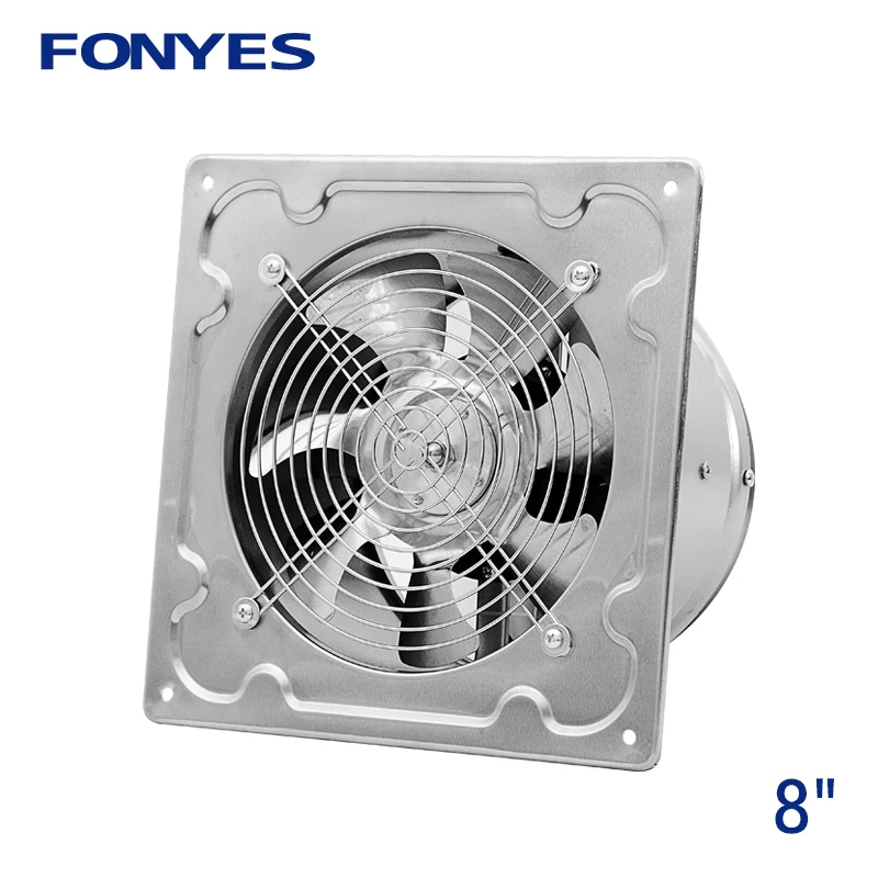 1250 m³/h ventilador de metal industrial para pared o techo en el baño ECUTEE Ventilador axial de 80 W ventilador axial de cocina 8 pulgadas tamaño de placa: 250 × 250 mm 