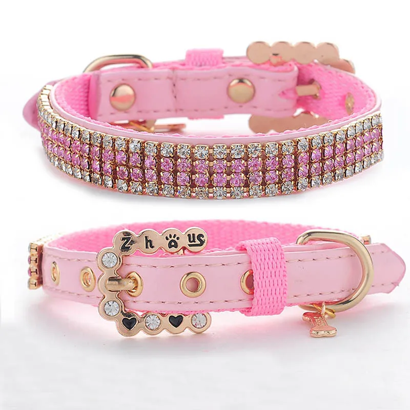 Bling Rhinestone Baby Pet Collar Personalized Buckle Polyester