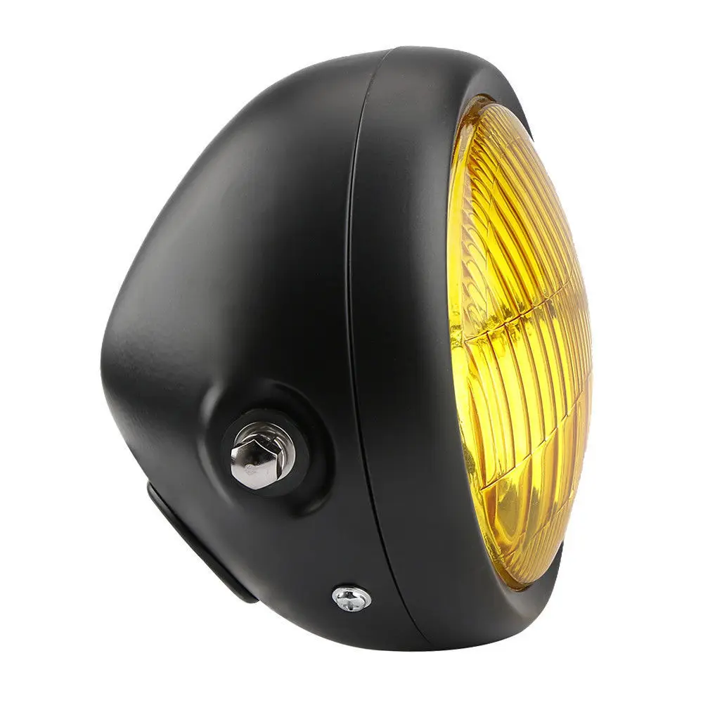 6.5" Black Retro Motorcycle LED Headlight+Grill Cover Set Grill Motorbike Cafe Racer Head Lamp Cover For Cafe Racer