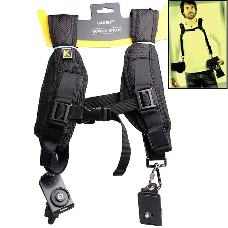 Black-Soft-Quick-Double-Camera-Sling-Neck-Shoulder-Belt-Strap-For-All-SLR-DSLR-Cameras