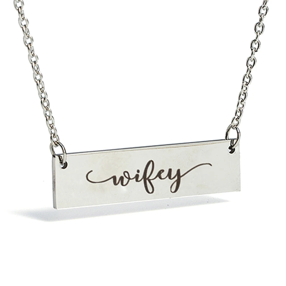 

Personalized pendant necklace Engraved tag in stainless steel necklaces women men Fashion custom made wifey girl boy jewelry