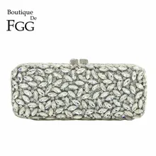 Бутик De FGG женский серебряный клатч с кристаллами вечерние сумки металлический полый ящик Minaudiere сумочка свадебный кошелек Свадебные вечерние клатчи