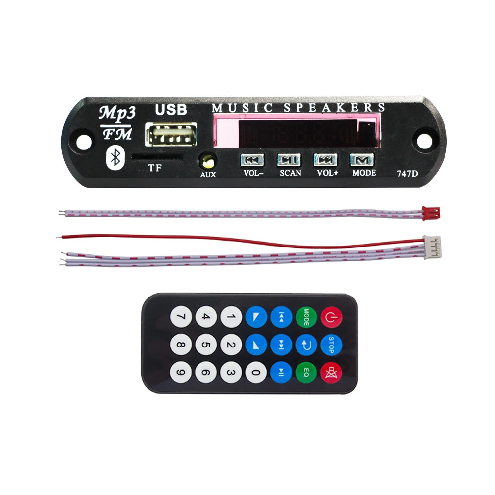 

5V/12V Bluetooth Car MP3 Player FM Receiver Mp3 Decoder Board DIY Speaker Module Support AUX TF Card USB FM Radio Audio Adapter