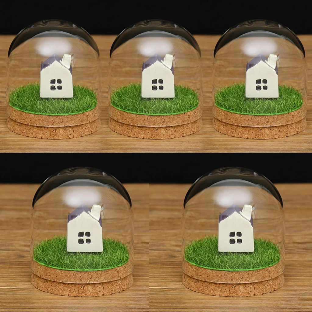 Kopen 5x Desktop Glass Dome Cover Shade Shield Cloche Bell Jar Landschap Terraria met Hout Kurk, Droge Bloem Vaas