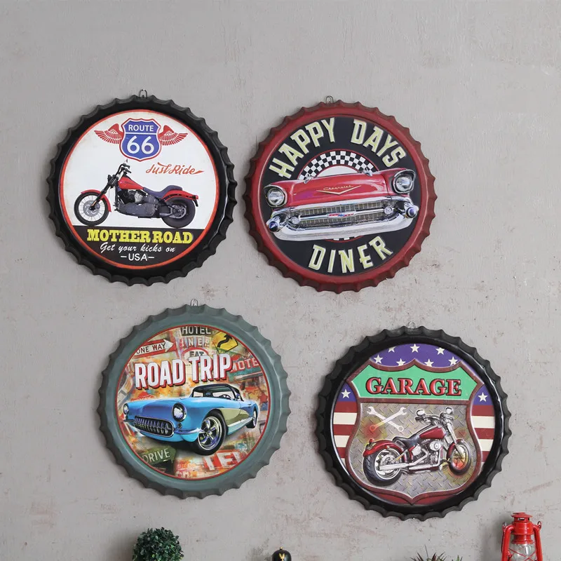 

European retro three-dimensional bump beer bottle cap multi-style creative personality wall decorations bar cafe pendant