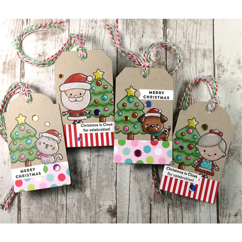 

New Santa Claus Transparent Stamps+Metal Cutting Dies Stencils Scrapbooking Embossing For Gift DIY Card Crafts Photo Album Decor