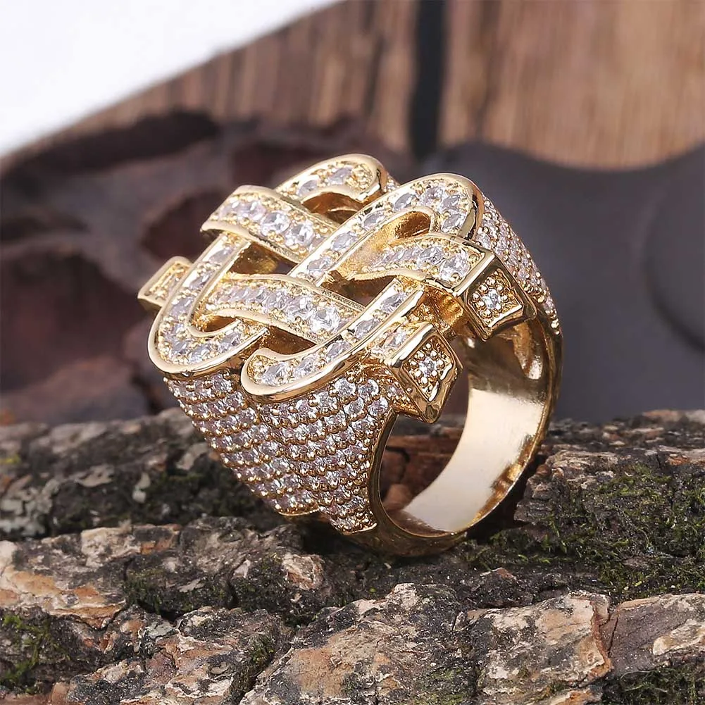 TOPGRILLZ Мода Рок Iced Out Bling Золото Серебро Цвет Доллар США знак кольца AAA кубический циркон хип хоп кольцо для мужчин ювелирные изделия