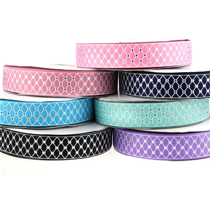 

17102527,New arrival 38mm 10 yards/lot hot silver lattice printed grosgrain ribbons cartoon ribbon DIY handmade materials