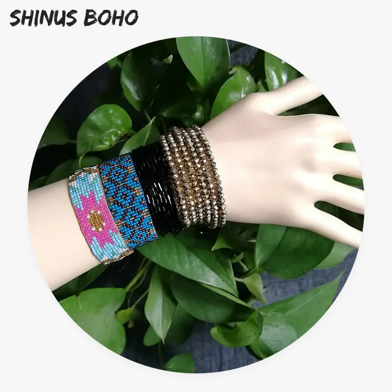 

SHINUSBOHO 4Pcs/set Friendship Bracelets Male MIYUKI Delicas pulseras Women Beads Strand Bracelets Men Female Trendy jewellery