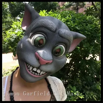 

Free shipping Adult Latex Kitten Kitty Mouse Animal Pet Costume Rubber Garfield Cat Mask for Halloween Party Cosplay Animal Mask