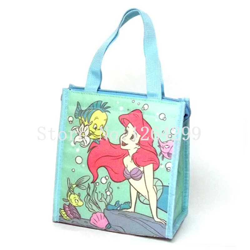 

Fashion The Little Mermaid Ariel Girls Woman Portable Aluminum foil Theraml Cooler Bags Kids Lunch Bag Handbags for Children