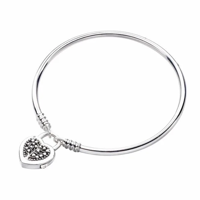 

2018 Mother Day 925 Sterling Silver Bracelet Limited Edition Flourishing Heart Padlock Bangle Fit Charm DIY Women Jewelry